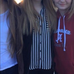 black and white button down shirt